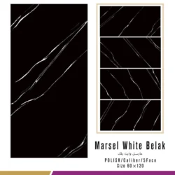 کاشی 60 در 120 مدل مارسل وایت بلک